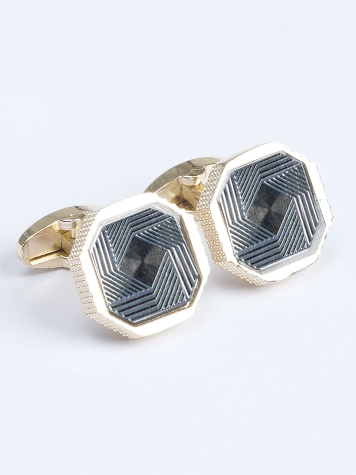 Golden Contrast Round Designer Cufflink (CUFFLINK-540)