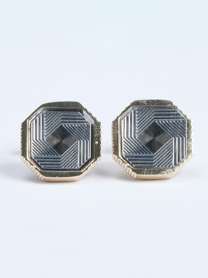 Golden Contrast Round Designer Cufflink (CUFFLINK-540)