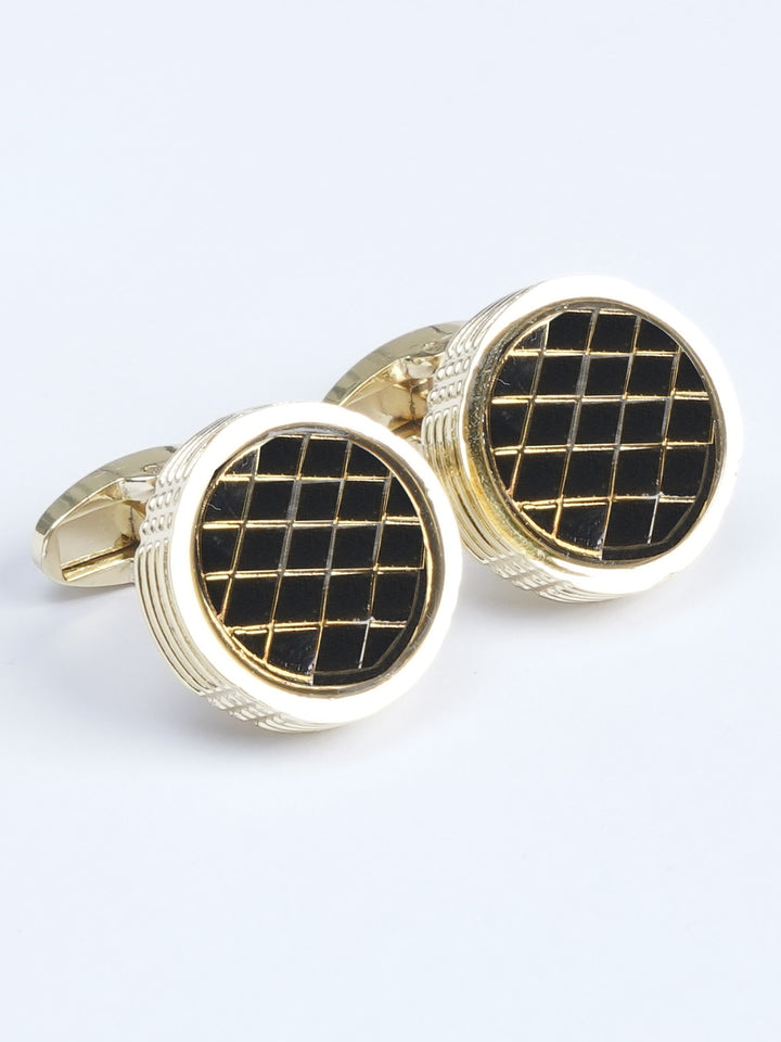 Golden Contrast Round Designer Cufflink (CUFFLINK-541)