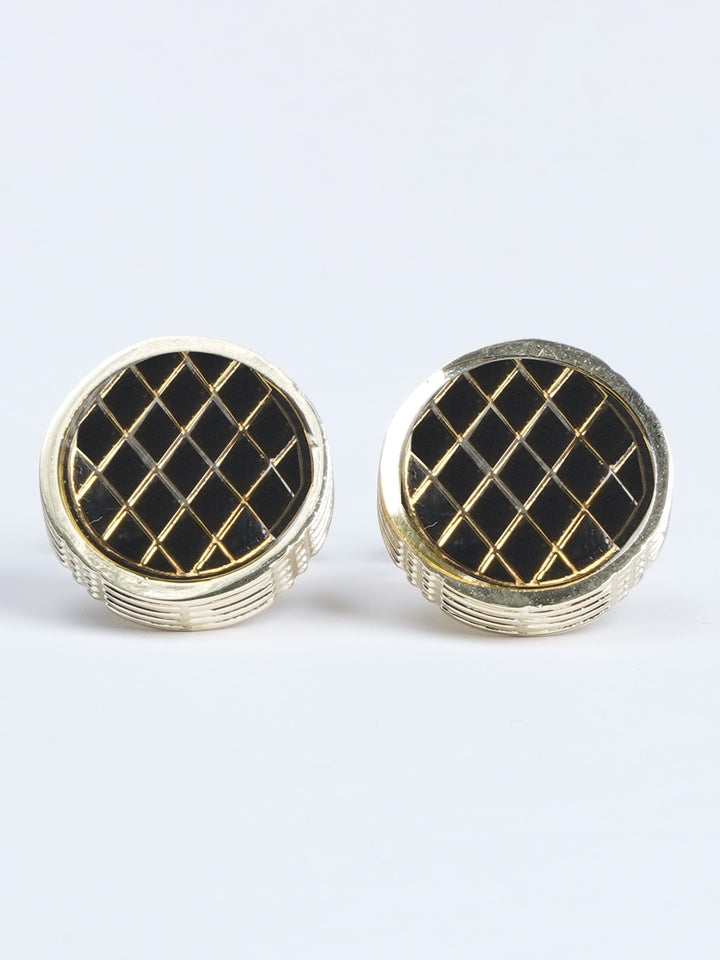 Golden Contrast Round Designer Cufflink (CUFFLINK-541)