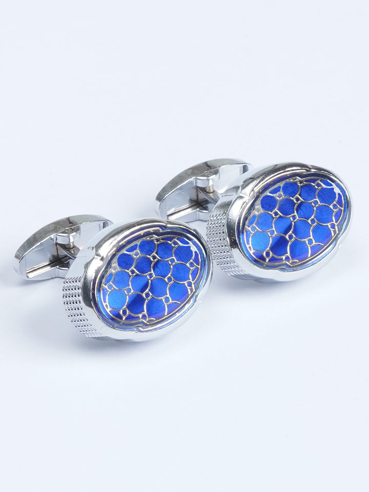 Blue Oval Designer Cufflink (CUFFLINK-542)