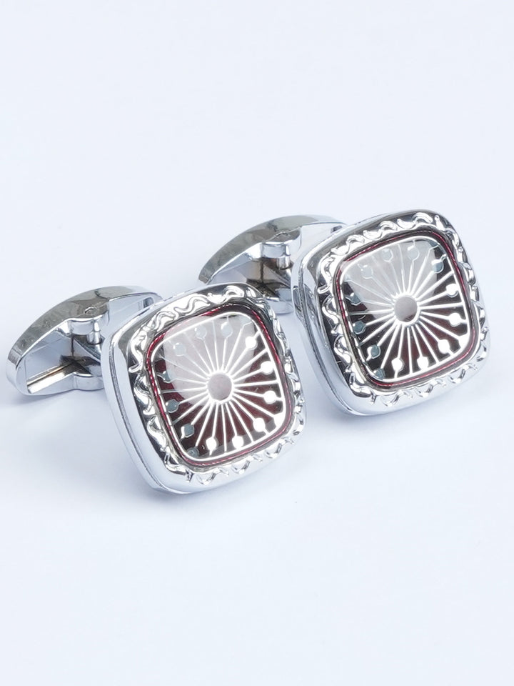 Silver Contrast Designer Cufflink (CUFFLINK-545)