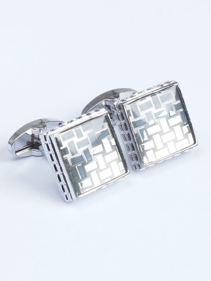 Silver Square Fancy Designer Cufflink (CUFFLINK-549)