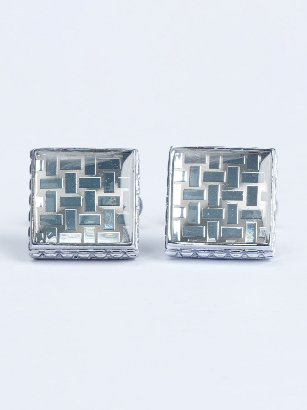 Silver Square Fancy Designer Cufflink (CUFFLINK-549)