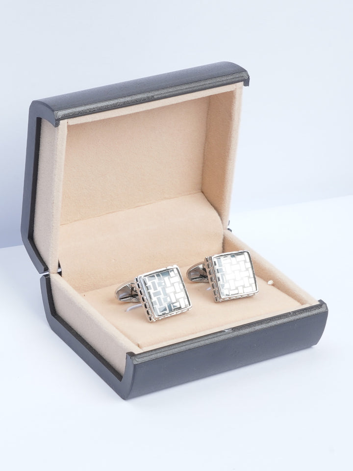 Silver Square Fancy Designer Cufflink (CUFFLINK-549)