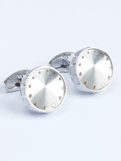 Round Silver Contrast Designer Cufflink (CUFFLINK-556)