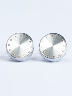 Round Silver Contrast Designer Cufflink (CUFFLINK-556)