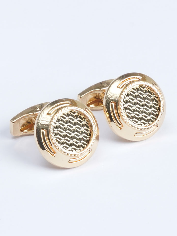 Golden Round Designer Cufflink (CUFFLINK-562)