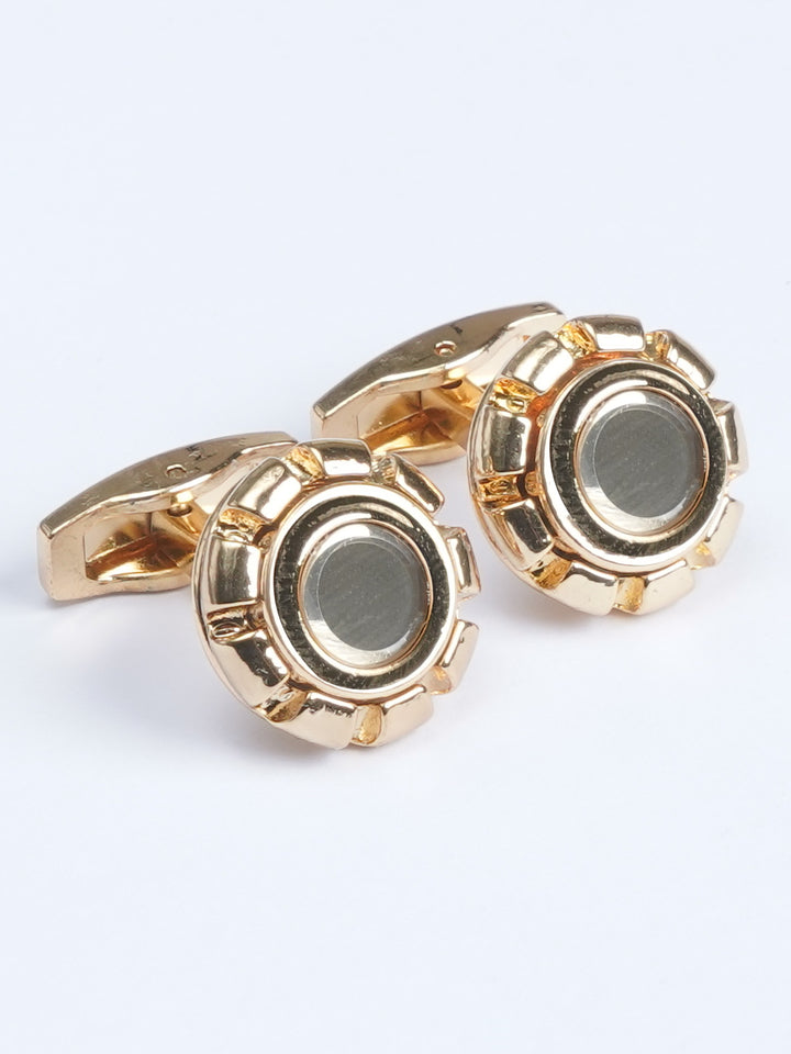 Golden Round Designer Cufflink (CUFFLINK-563)