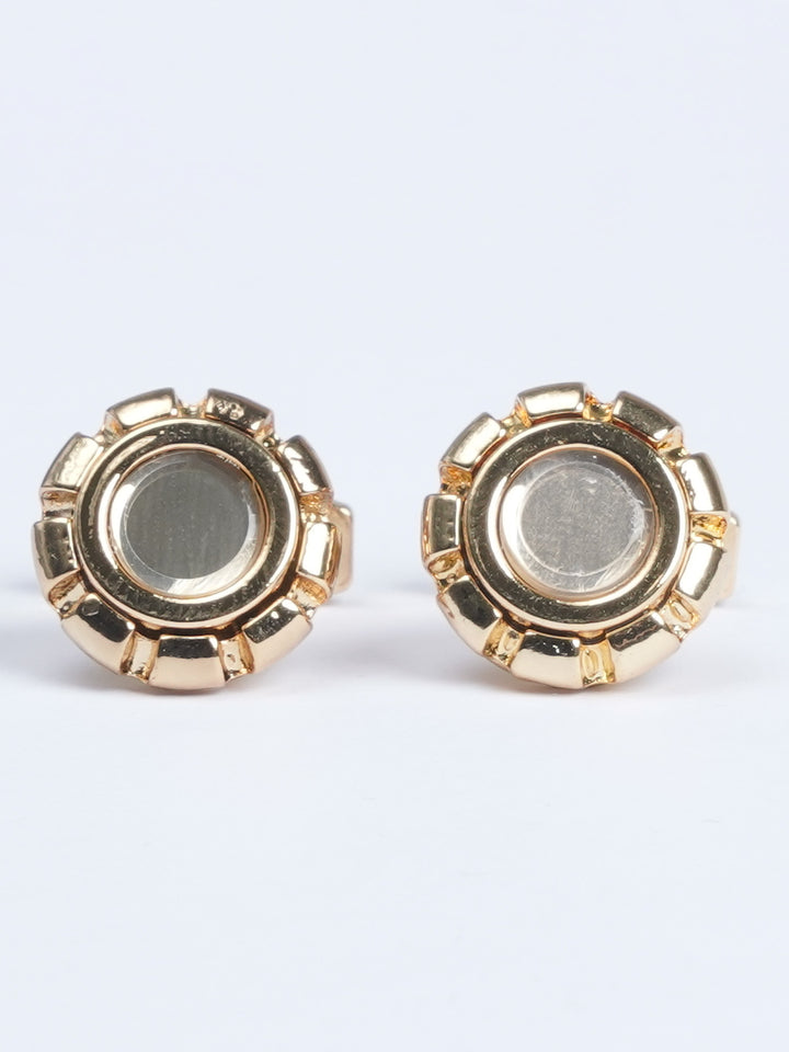 Golden Round Designer Cufflink (CUFFLINK-563)