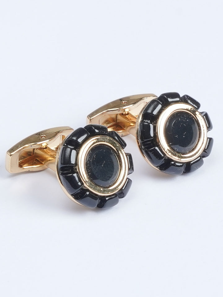 Black Round Designer Cufflink (CUFFLINK-564)