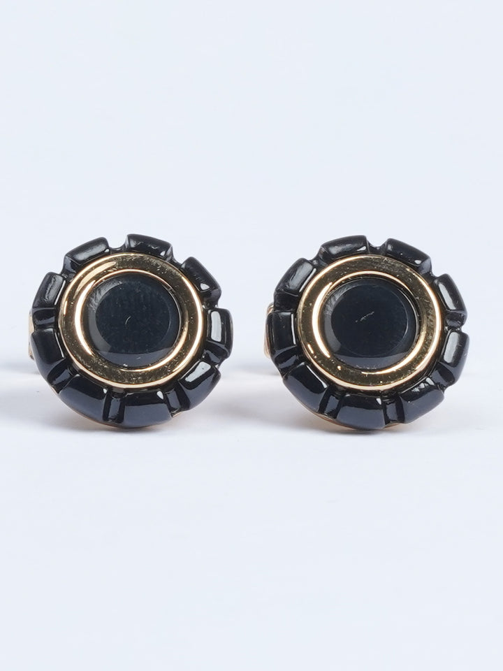 Black Round Designer Cufflink (CUFFLINK-564)