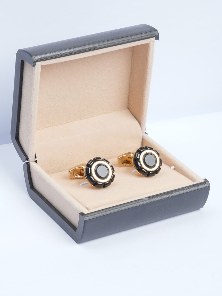 Black Round Designer Cufflink (CUFFLINK-564)