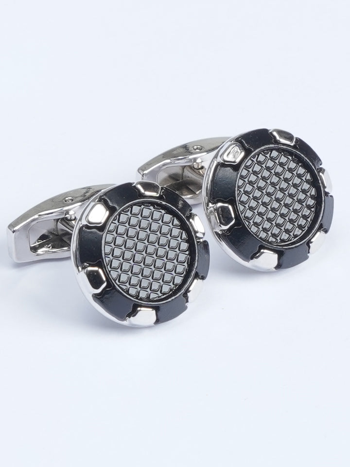 Black Round Designer Cufflink (CUFFLINK-565)