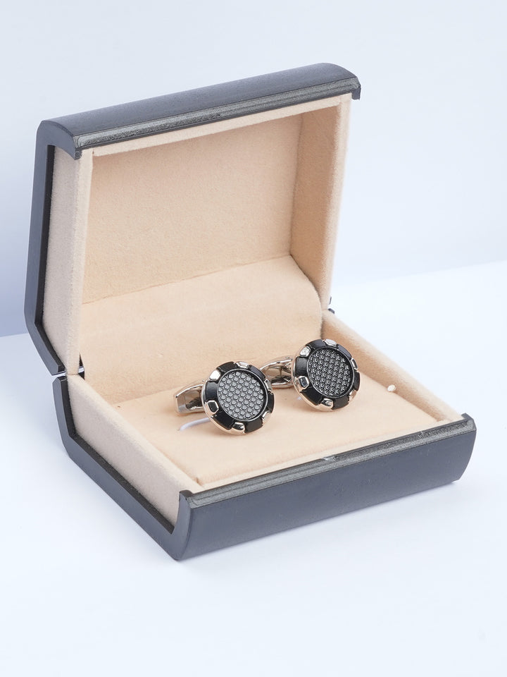 Black Round Designer Cufflink (CUFFLINK-565)