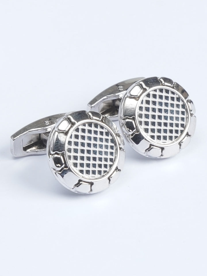 Silver Round Deep Square Designer Cufflink (CUFFLINK-566)