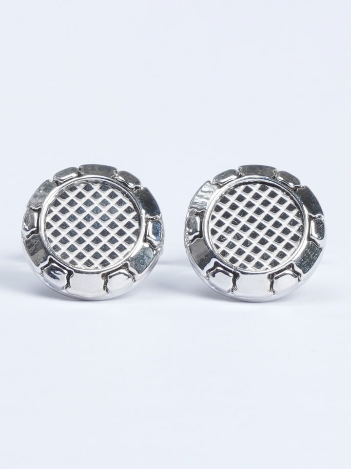 Silver Round Deep Square Designer Cufflink (CUFFLINK-566)