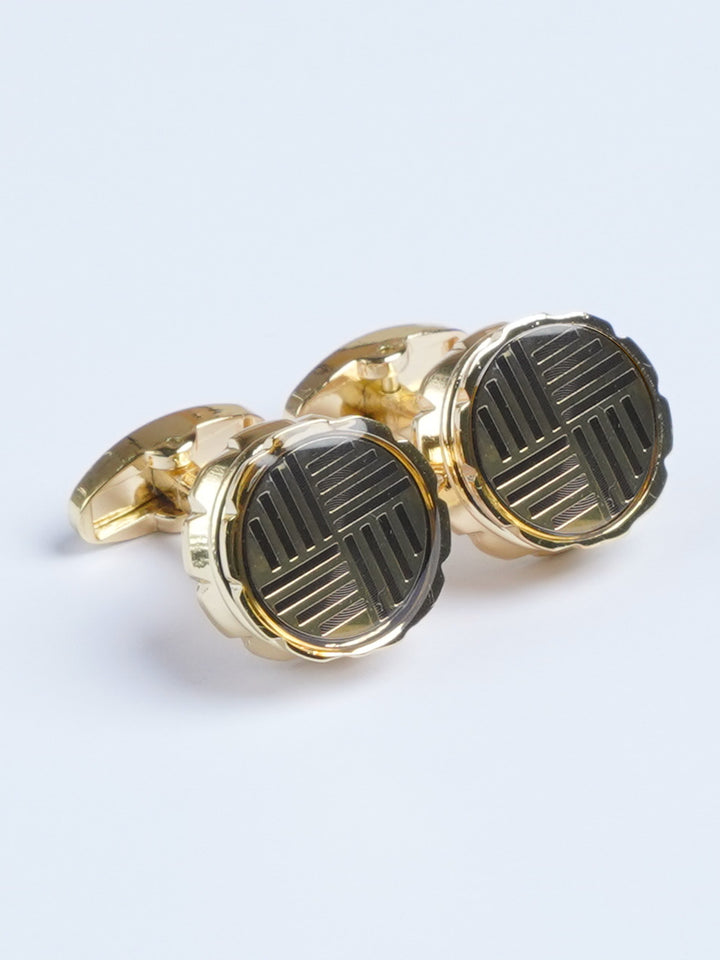 Golden Round Designer Contrast Cufflink  (CUFFLINK-572)