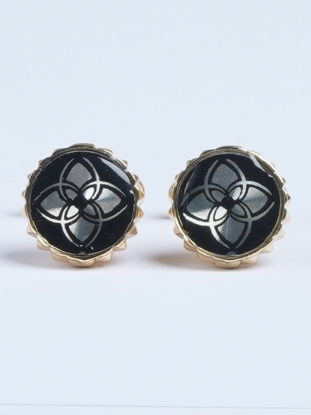 Gold Round Black Contrast Cufflink  (CUFFLINK-578)