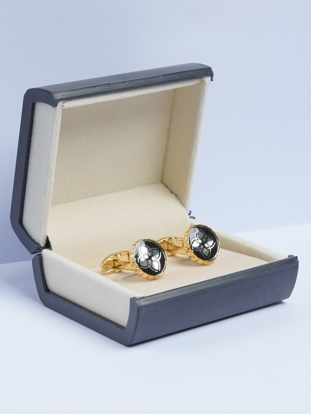 Gold Round Black Contrast Cufflink  (CUFFLINK-578)