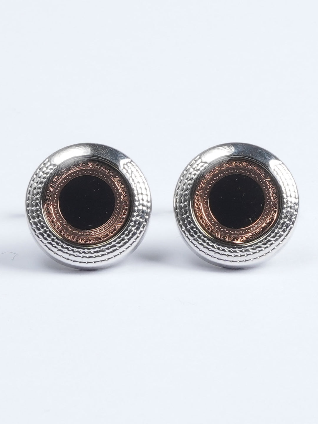 Round Silver Contrast Designer Cufflink  (CUFFLINK-579)