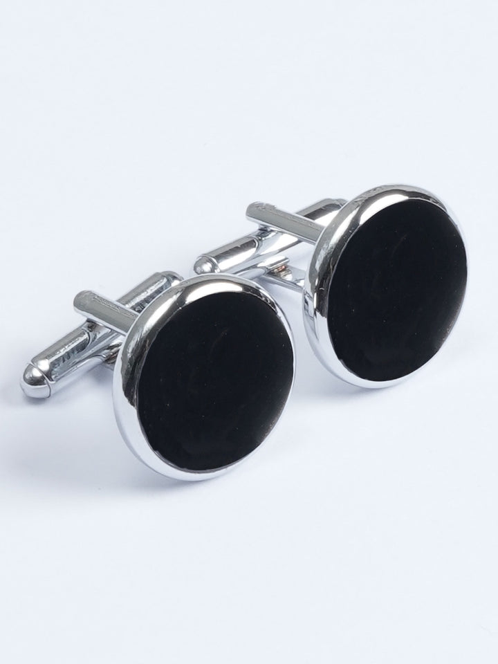 Black Stone Round Designer Cufflink (CUFFLINK-581)