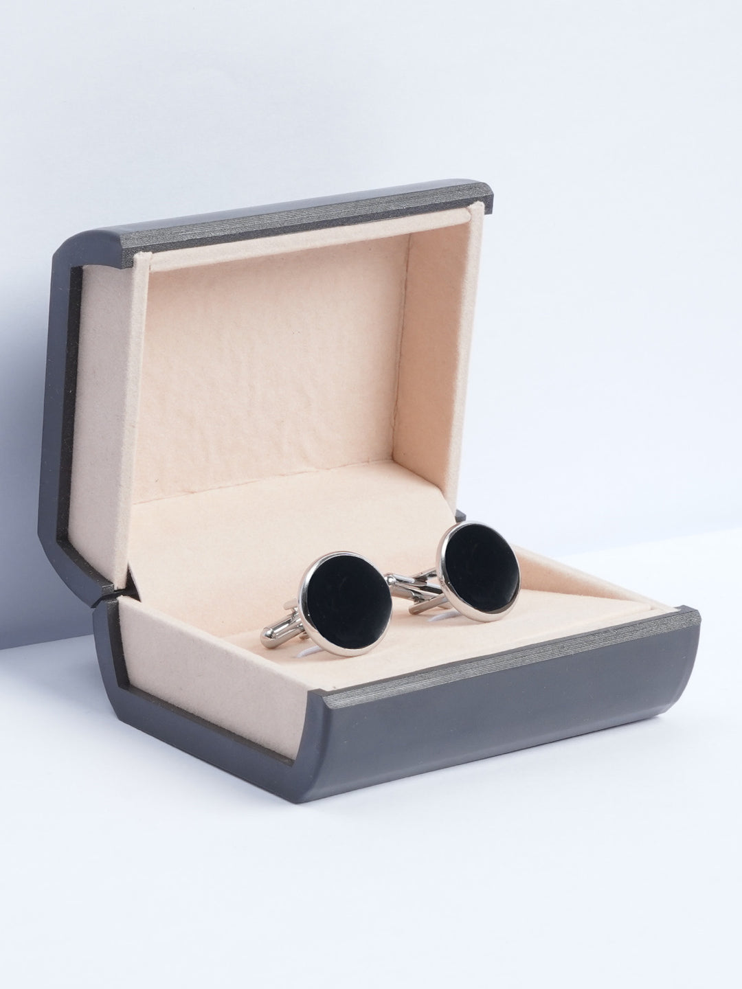 Black Stone Round Designer Cufflink (CUFFLINK-581)