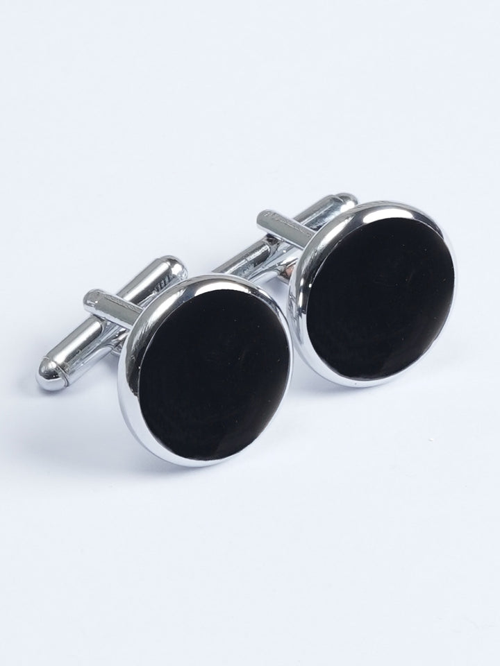 Black Stone Round Designer Cufflink (CUFFLINK-583)