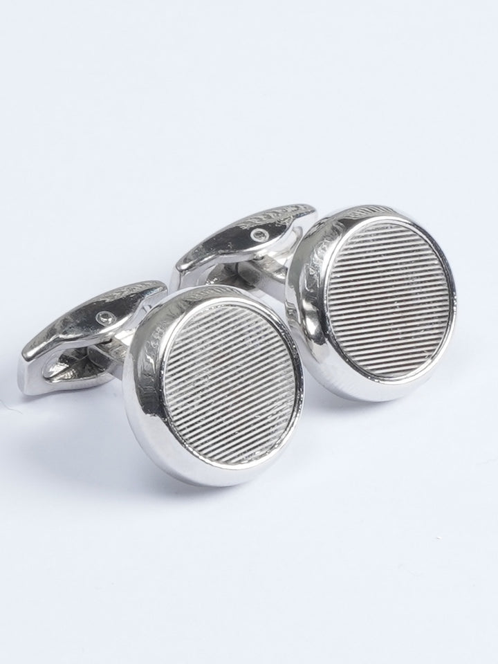 Silver Contrast Round Designer Cufflink  (CUFFLINK-590)