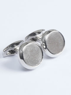 Silver Contrast Round Designer Cufflink  (CUFFLINK-590)