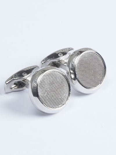 Silver Contrast Round Designer Cufflink  (CUFFLINK-590)