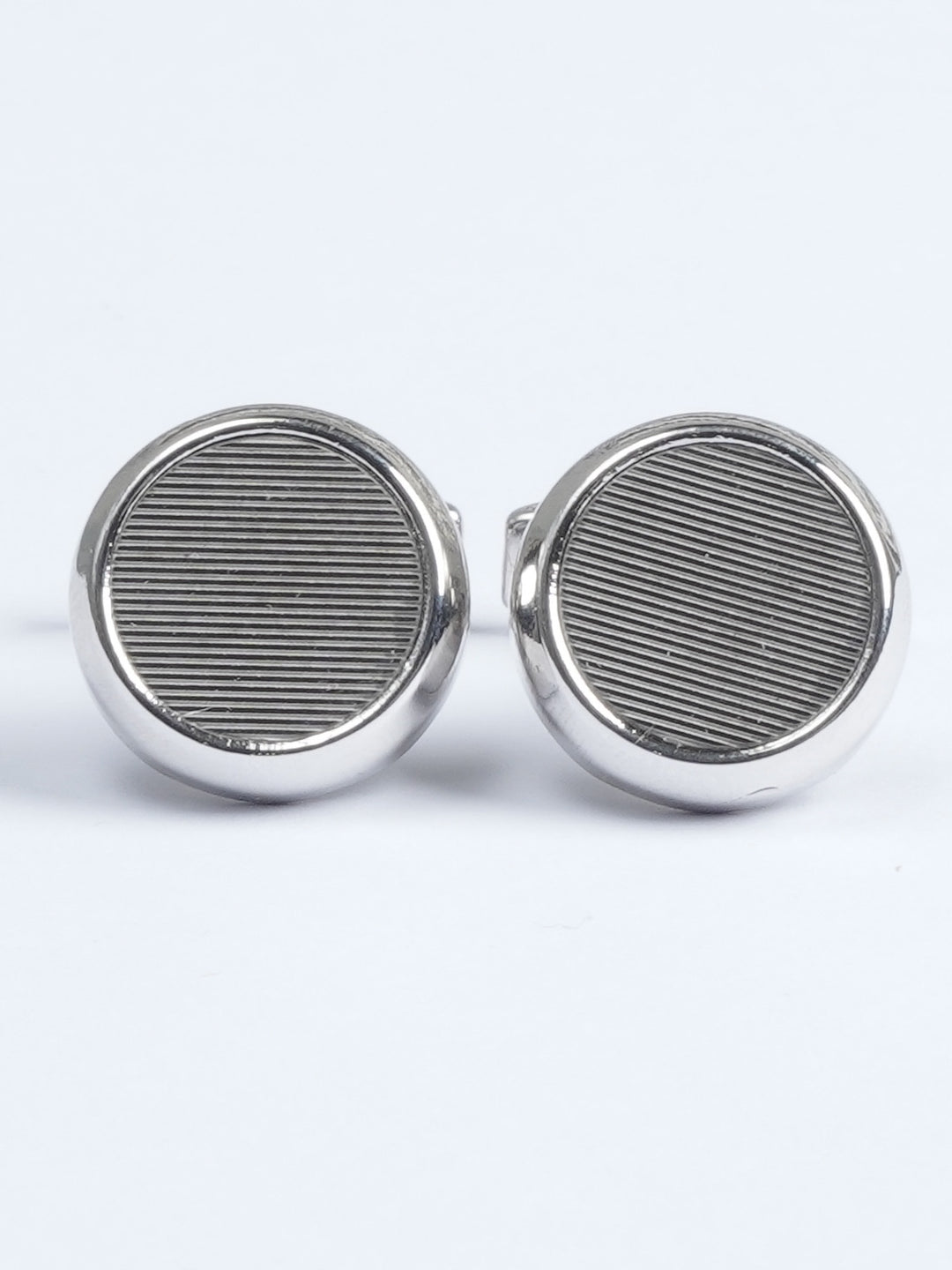 Silver Contrast Round Designer Cufflink  (CUFFLINK-590)