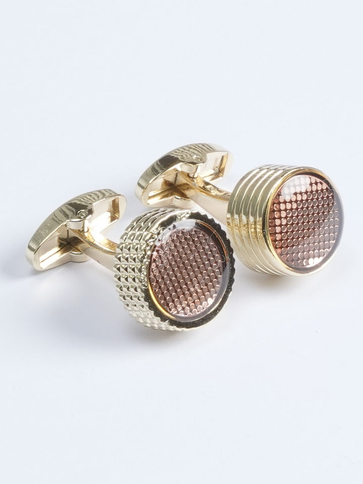 Brown Stone Gold Designer Cufflink  (CUFFLINK-594)