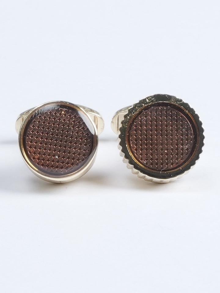 Brown Stone Gold Designer Cufflink  (CUFFLINK-594)