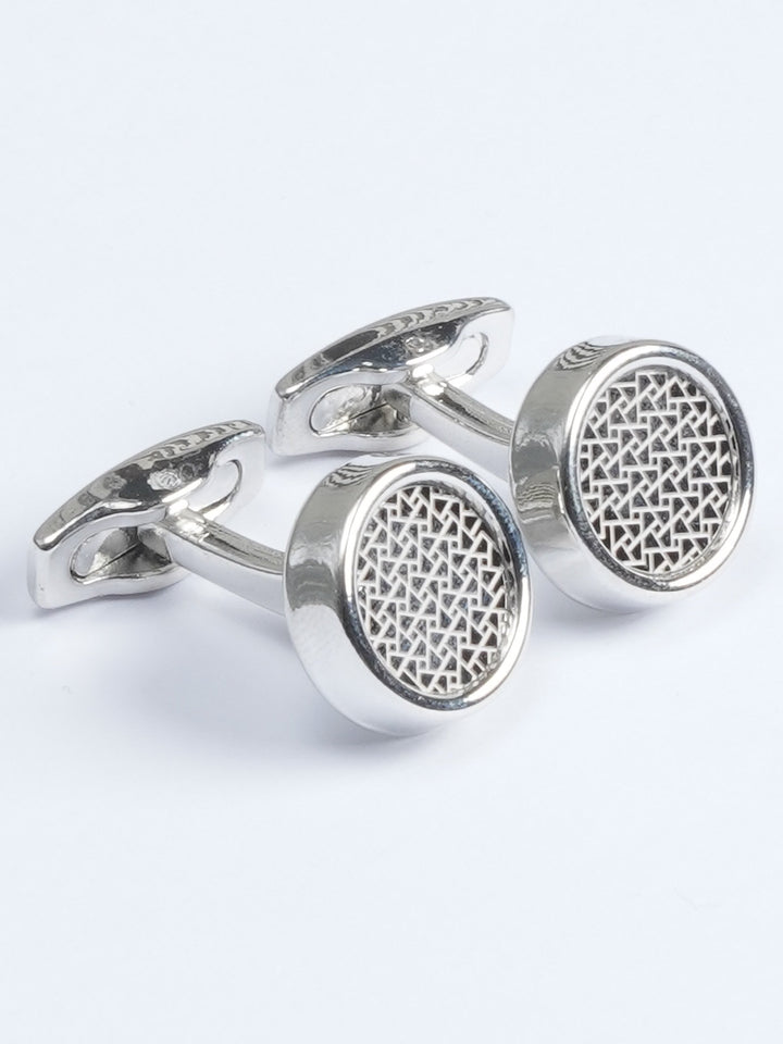 Silver Round Designer Cufflink  (CUFFLINK-595)