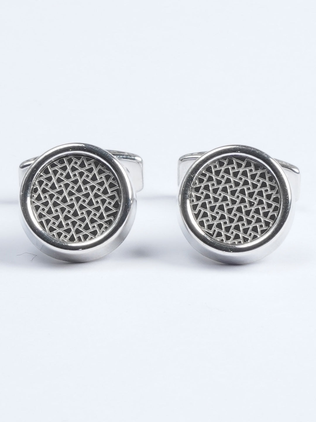 Silver Round Designer Cufflink  (CUFFLINK-595)