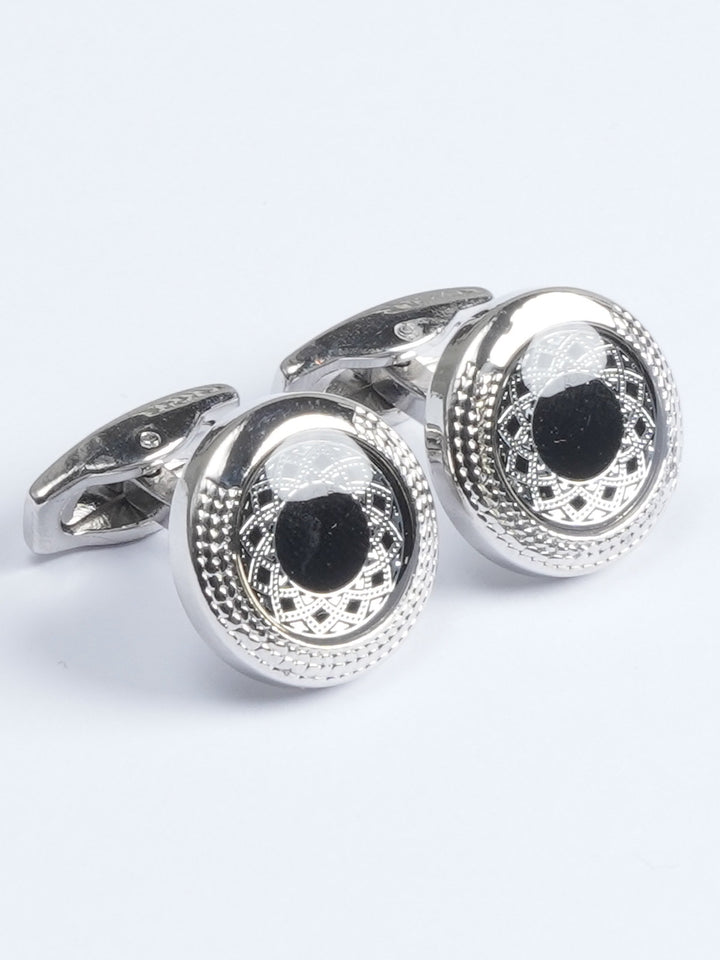 Silver Round Designer Cufflink  (CUFFLINK-596)