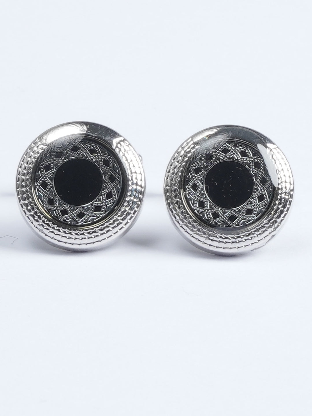 Silver Round Designer Cufflink  (CUFFLINK-596)