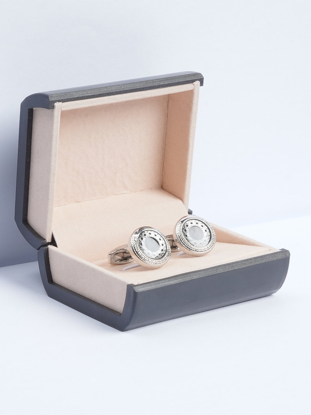 Silver Round Designer Cufflink  (CUFFLINK-596)