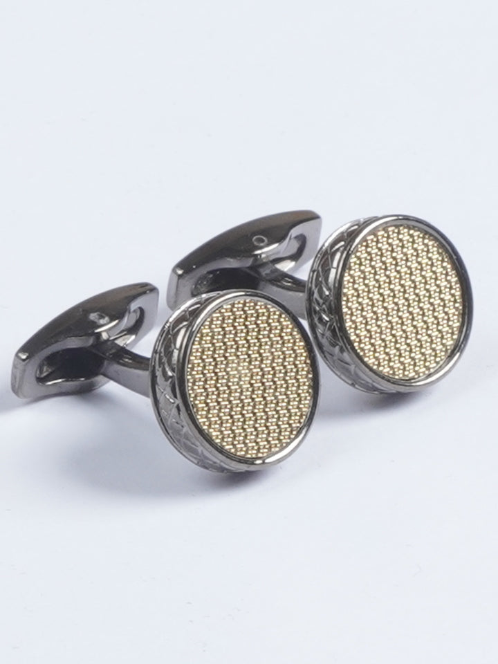 Golden Rounded Contrast Fancy Designer Cufflink  (CUFFLINK-606)