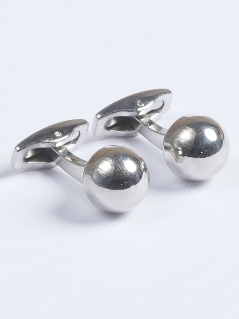 Silver Round Shape Cufflink  (CUFFLINK-615)