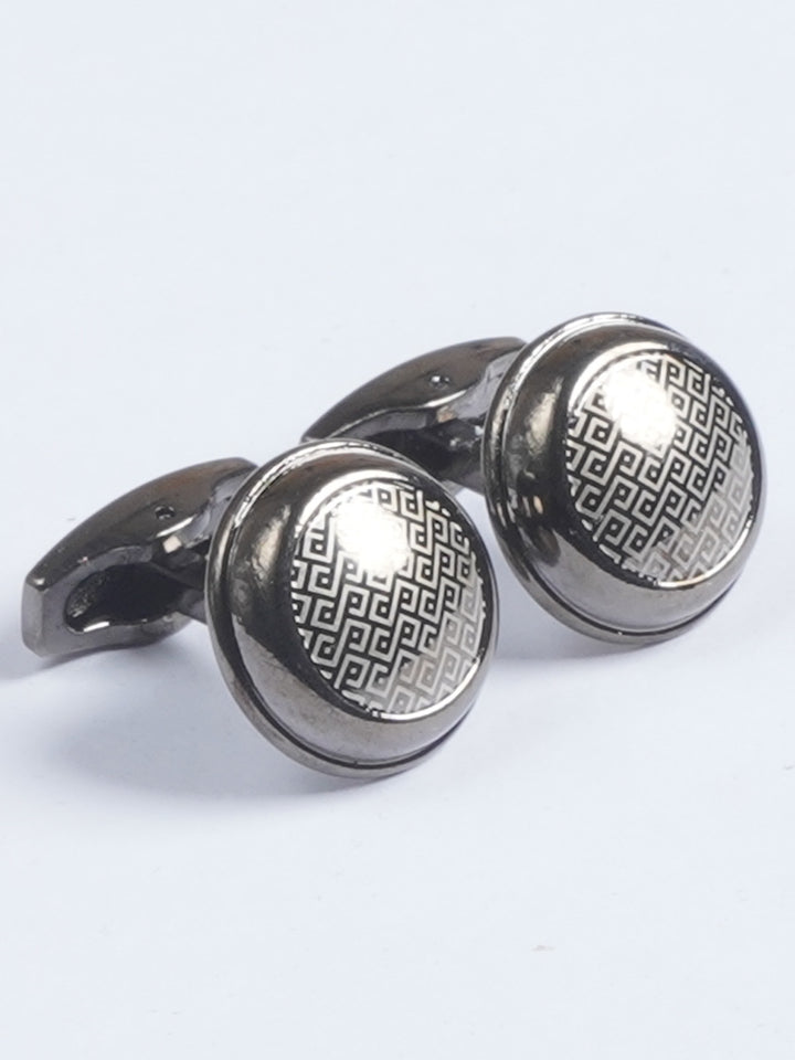 Black Rounded Fancy Stone Designer Cufflink  (CUFFLINK-619)