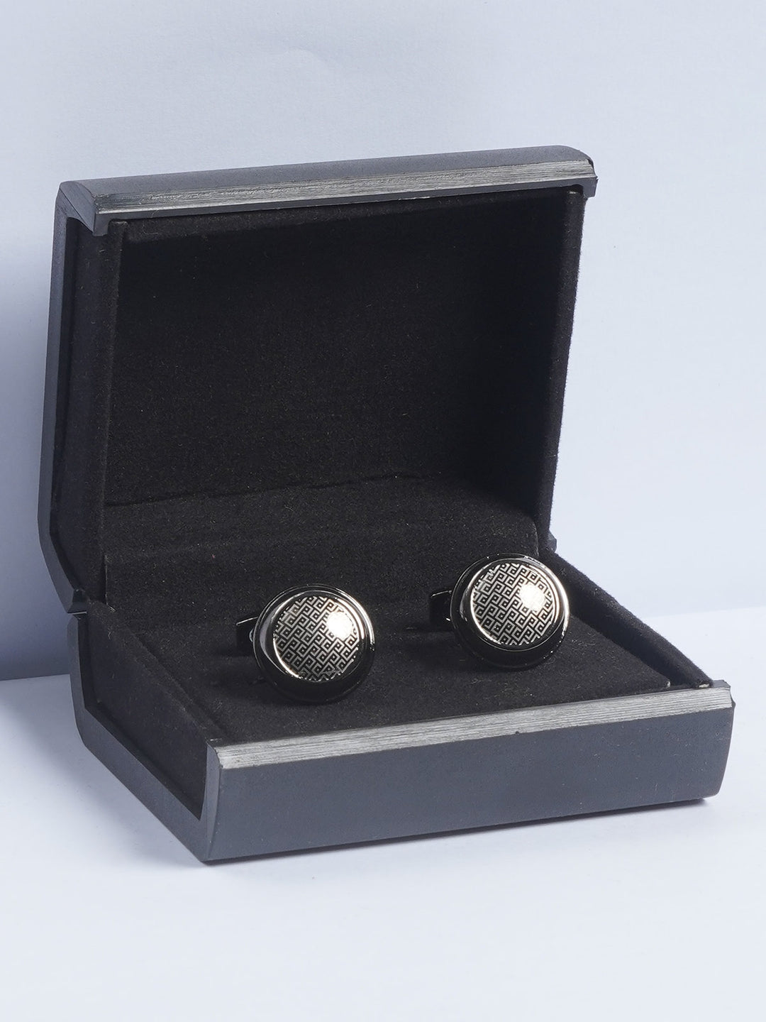 Black Rounded Fancy Stone Designer Cufflink  (CUFFLINK-619)