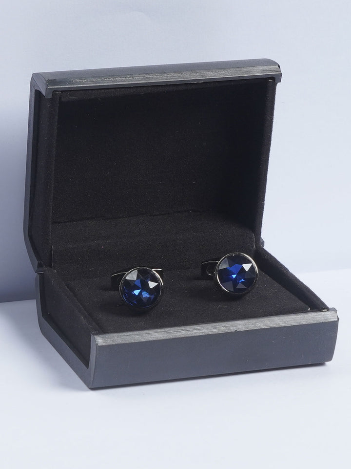 Black Rounded Fancy Dimond Designer Cufflink  (CUFFLINK-620)