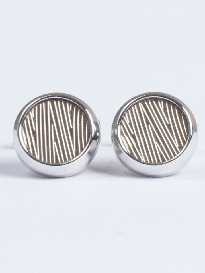 Silver Round Designer Cufflink  (CUFFLINK-623)