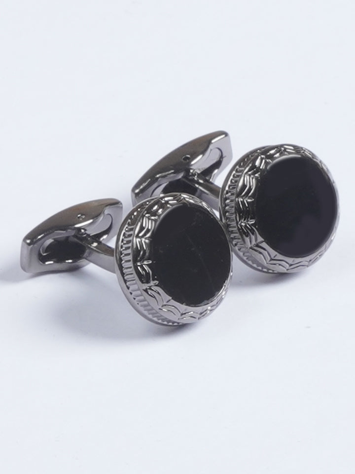 Black Rounded Stone Designer Cufflink  (CUFFLINK-625)