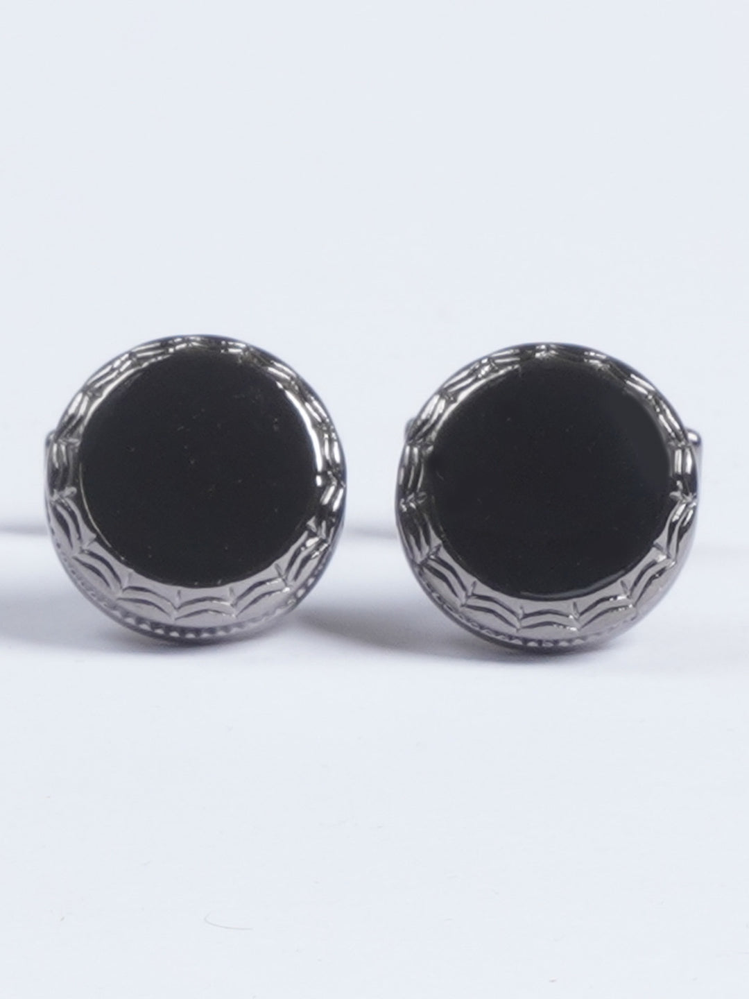 Black Rounded Stone Designer Cufflink  (CUFFLINK-625)