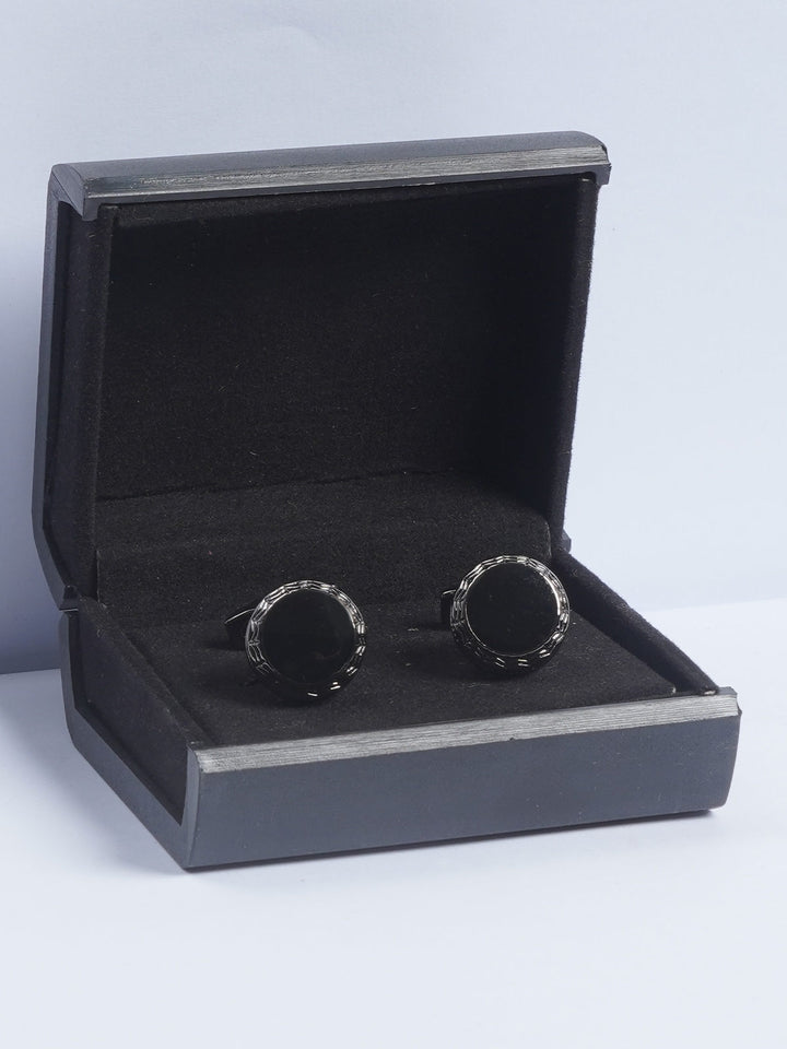 Black Rounded Stone Designer Cufflink  (CUFFLINK-625)