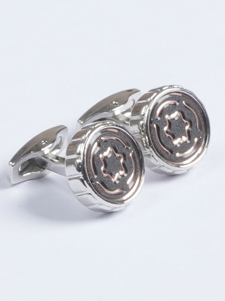 Silver Round Designer Cufflink  (CUFFLINK-627)