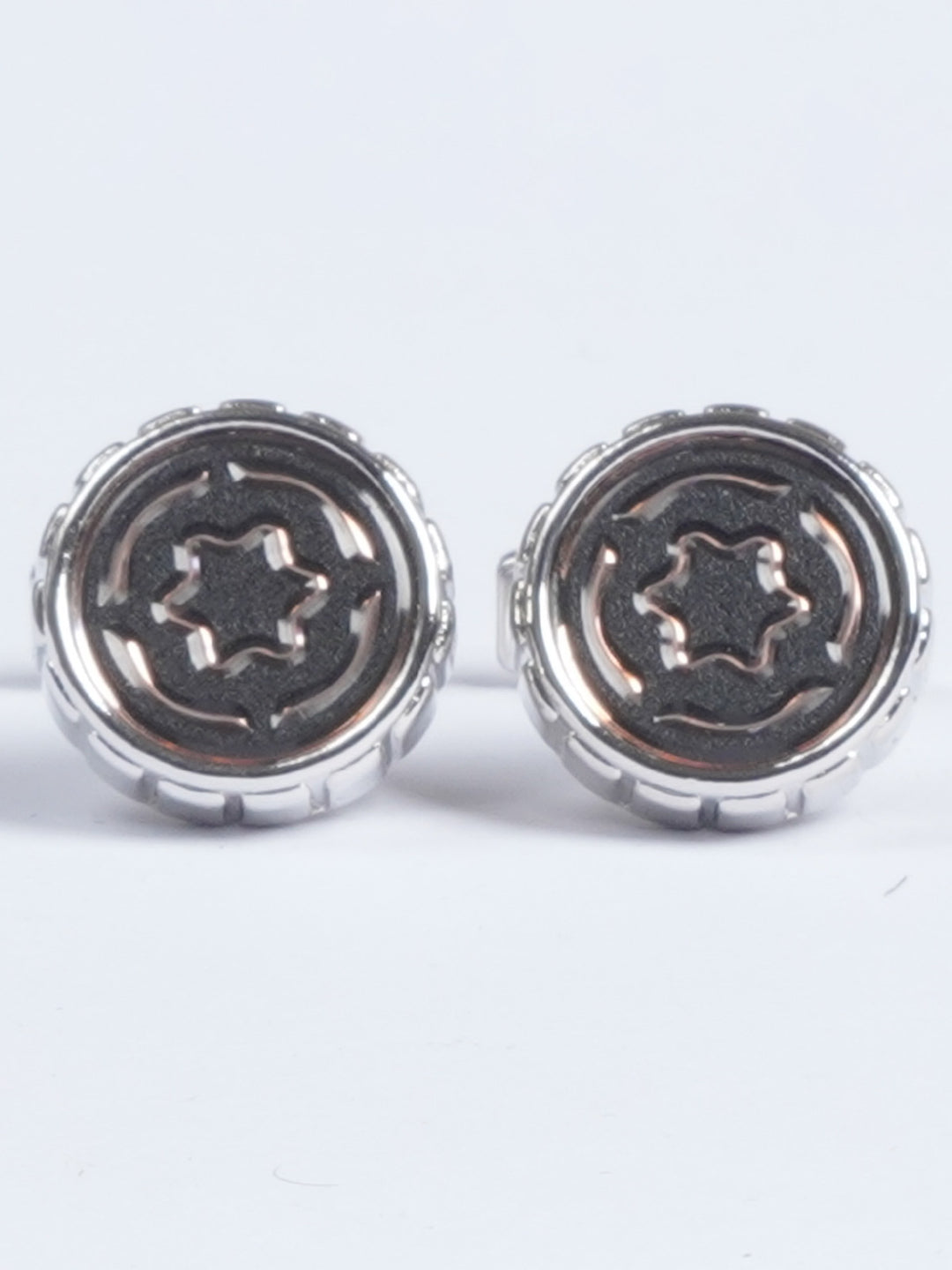 Silver Round Designer Cufflink  (CUFFLINK-627)